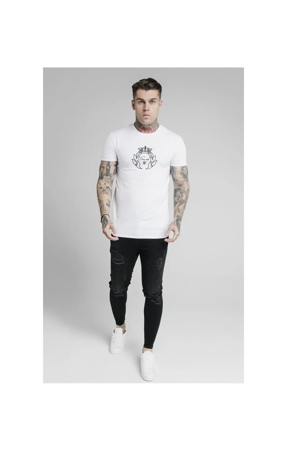 SikSilk S/S Prestige Embroidery Gym Tee - White sold by Siksilk product image thumbnail 5