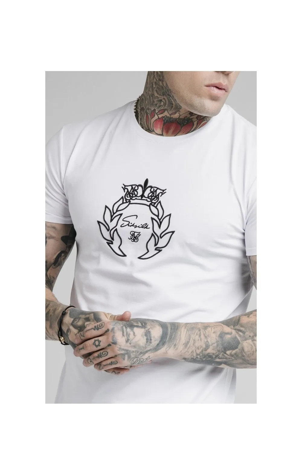 SikSilk S/S Prestige Embroidery Gym Tee - White sold by Siksilk product image thumbnail 2
