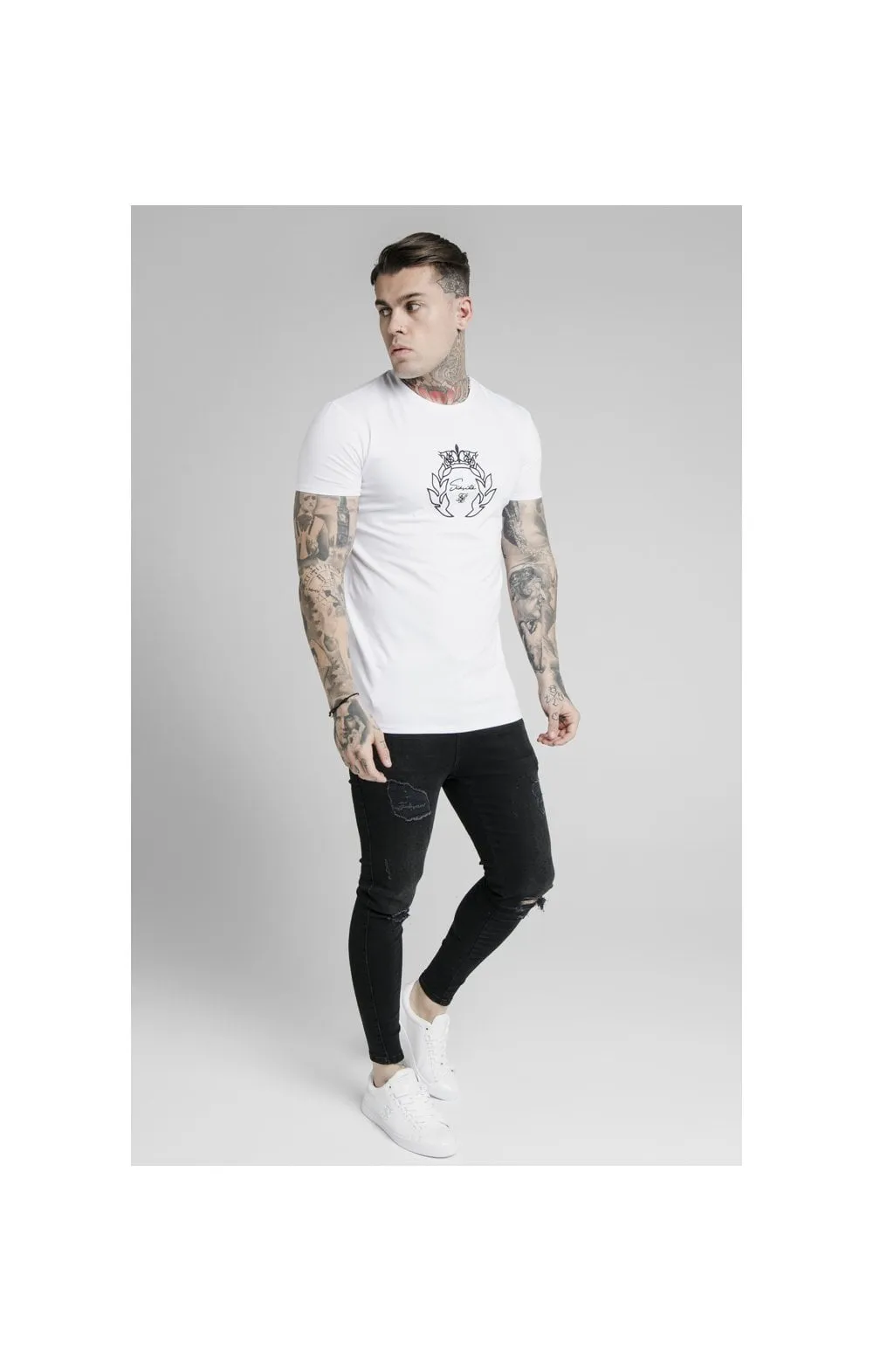 SikSilk S/S Prestige Embroidery Gym Tee - White sold by Siksilk product image thumbnail 3