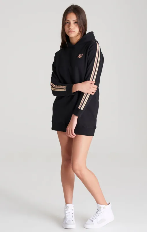 Girls Black Taped Hoodie Dress sold by Siksilk