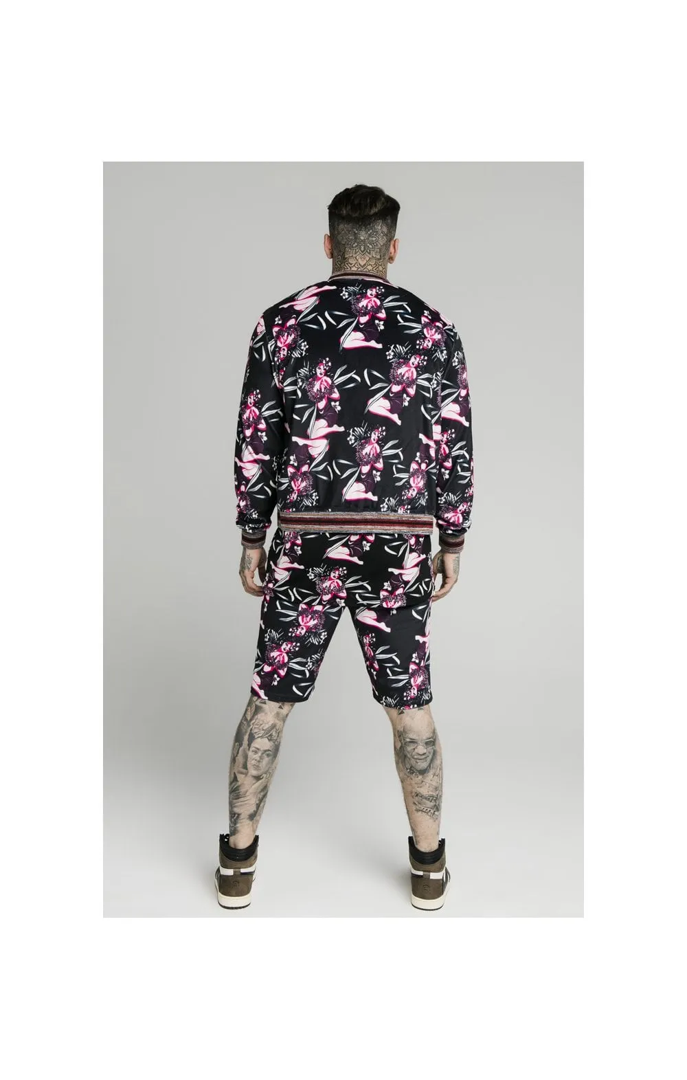 SikSilk Velour Tropics Bomber - Black & Tropics sold by Siksilk product image thumbnail 4