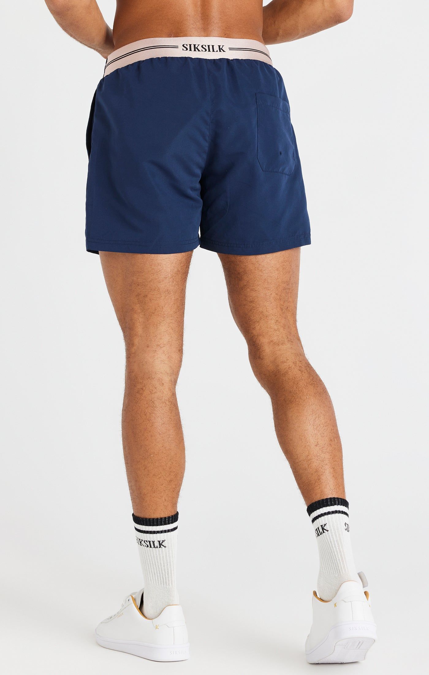 Navy Embroidered Logo Short sold by Siksilk