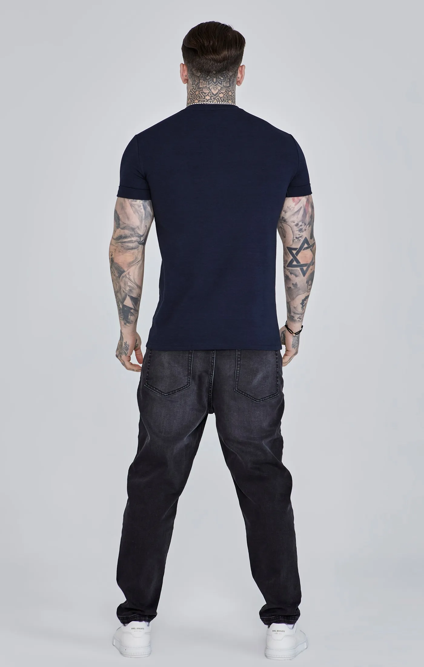 Navy Roll Sleeve T-Shirt sold by Siksilk product image thumbnail 5