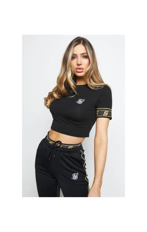SikSilk Roma Tape Crop Tee – Black sold by Siksilk