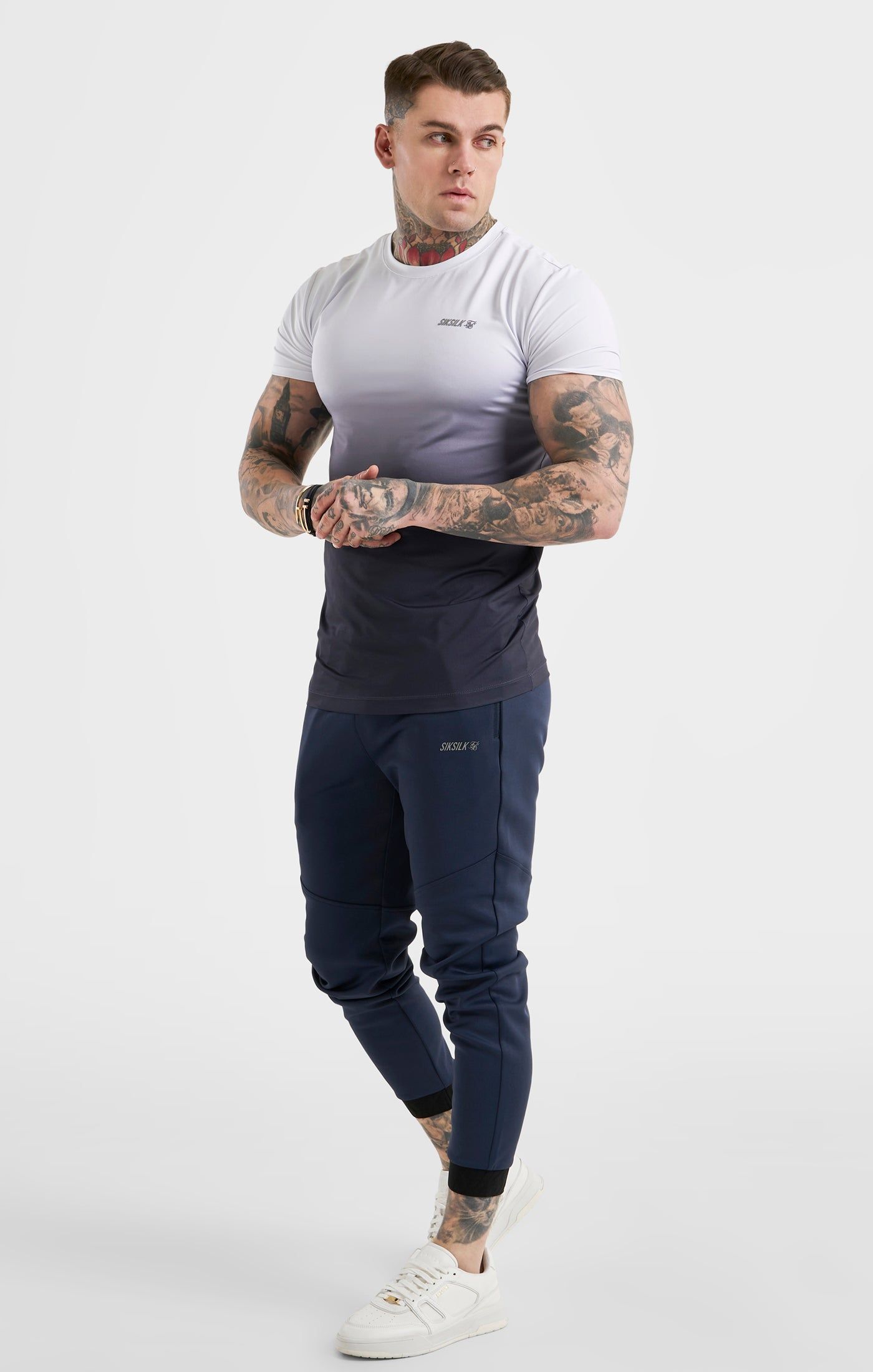 Navy Sports Fade T-Shirt sold by Siksilk product image thumbnail 4