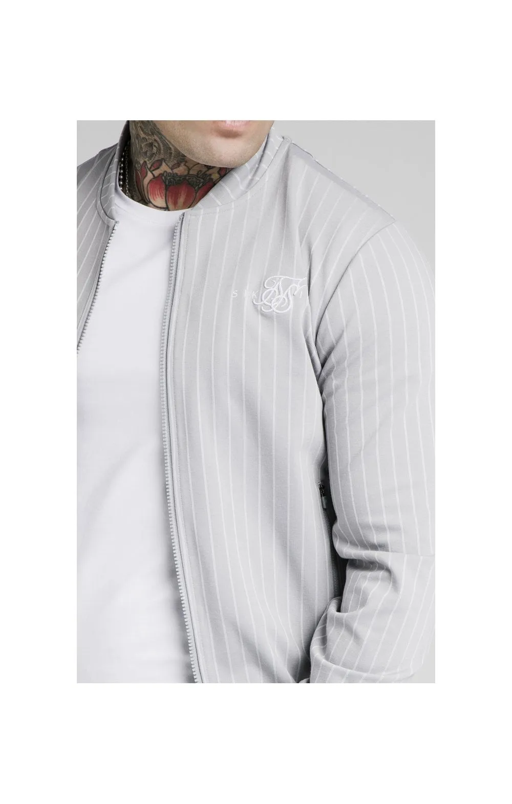 SikSilk Dual Stripe Bomber - Grey & White sold by Siksilk product image thumbnail 2