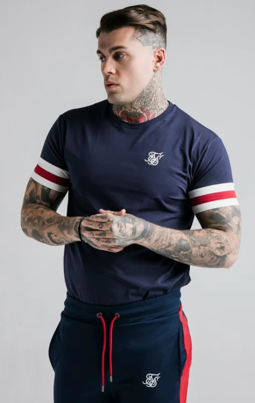 SikSilk S/S Retro Tournament Tee - Navy,Red & Off White sold by Siksilk