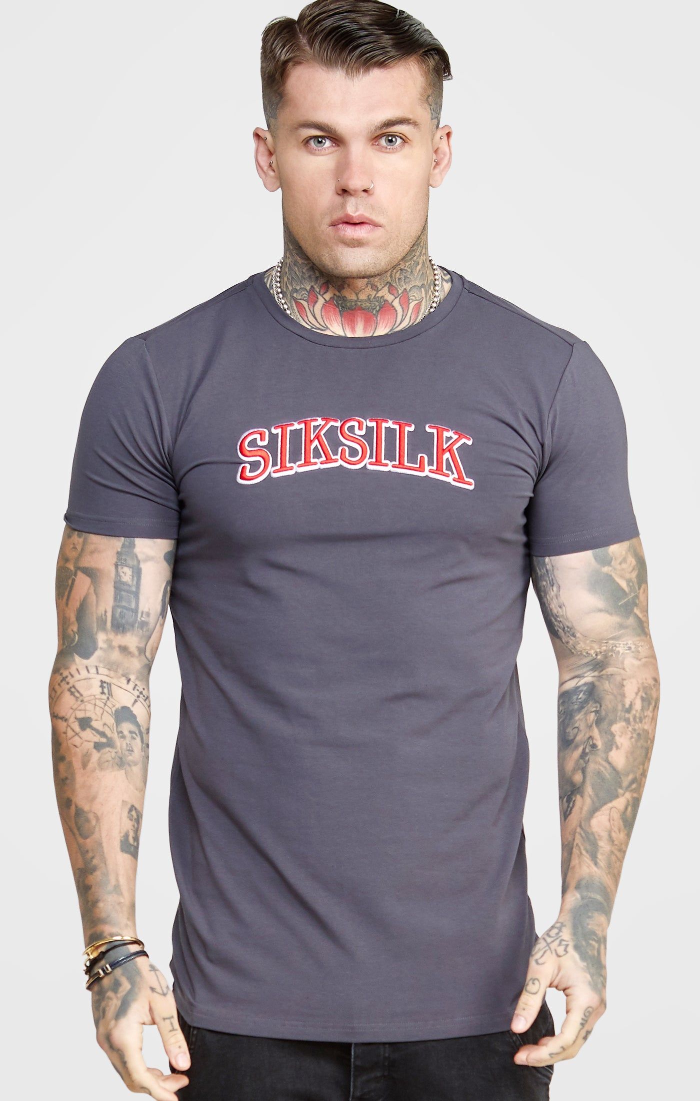 Grey Muscle Fit T-Shirt sold by Siksilk