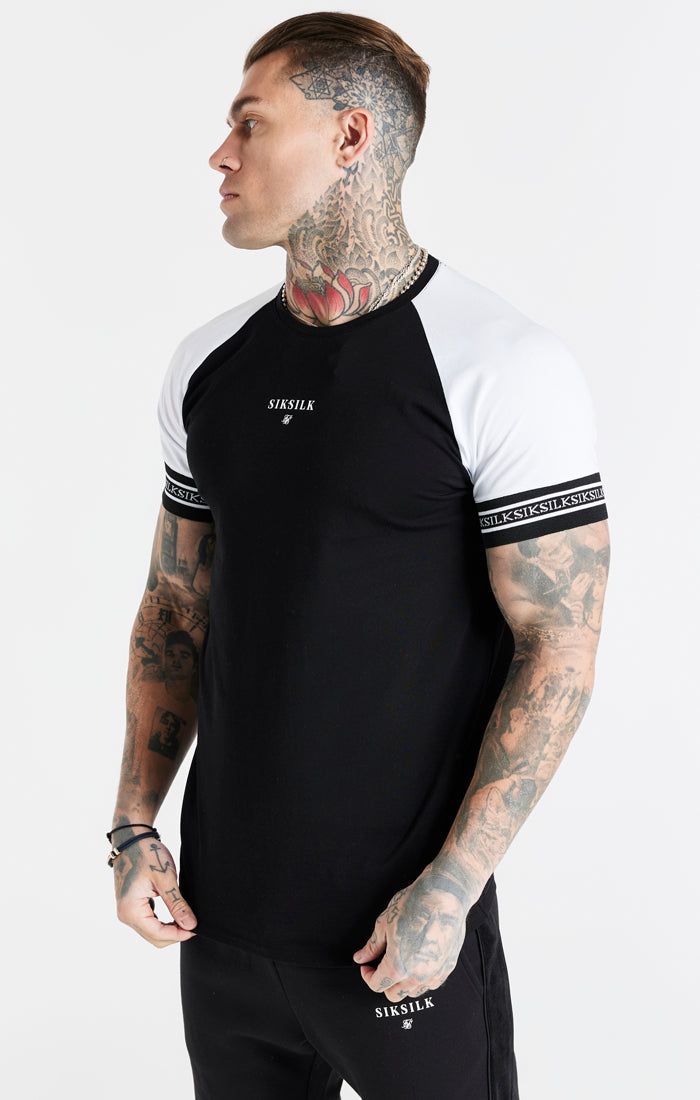 White Raglan Muscle Fit T-Shirt sold by Siksilk