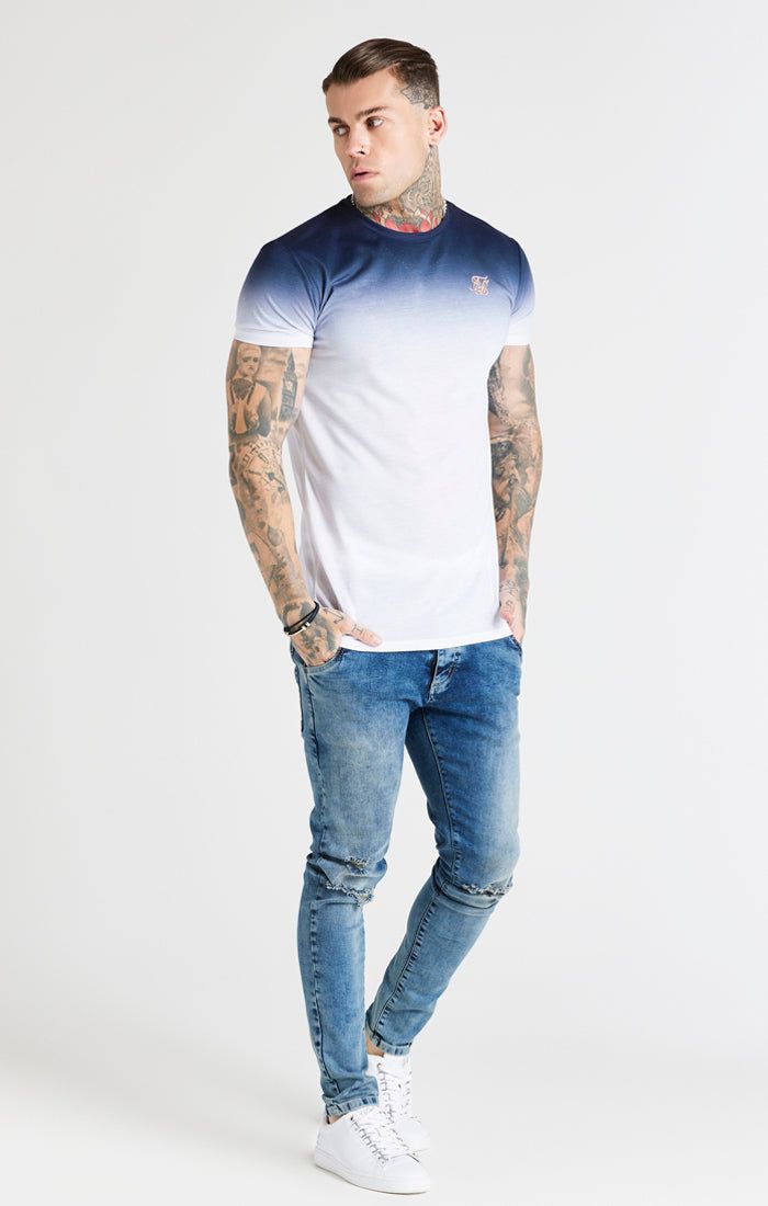 Navy Fade Muscle Fit T-Shirt sold by Siksilk product image thumbnail 3