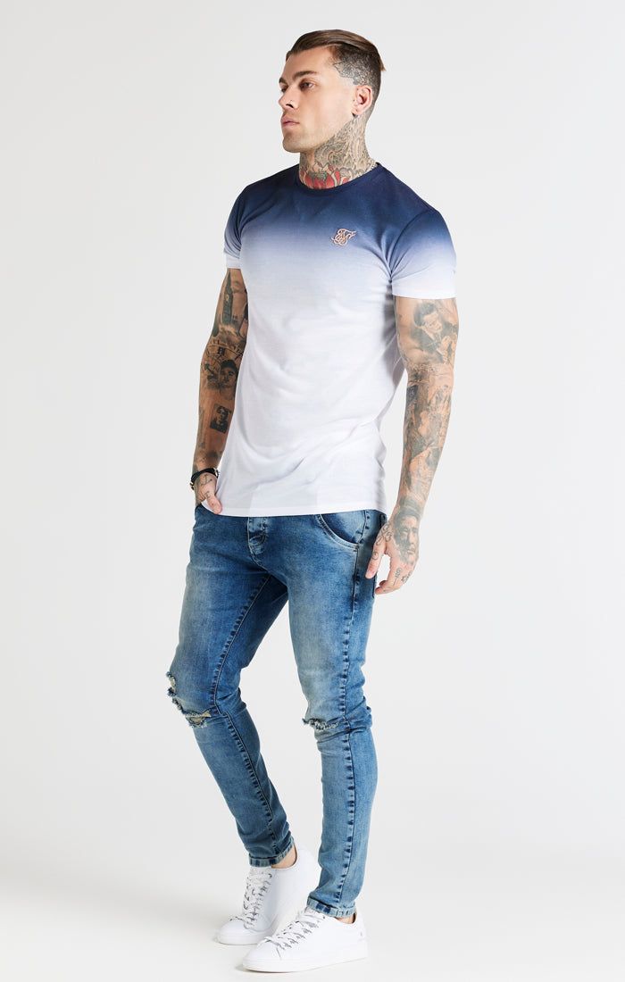 Navy Fade Muscle Fit T-Shirt sold by Siksilk product image thumbnail 4