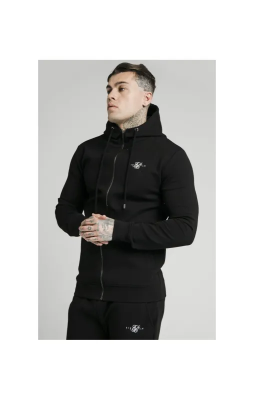 Black Zip Through Muscle Fit Hoodie sold by Siksilk