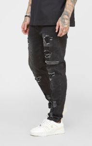 Blue Patchwork Distressed Slim Denim Jean sold by Siksilk