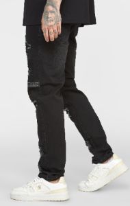 Blue Patchwork Distressed Slim Denim Jean sold by Siksilk