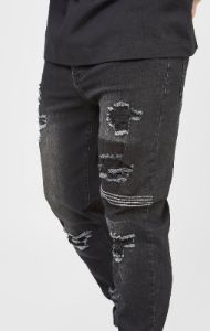 Blue Patchwork Distressed Slim Denim Jean sold by Siksilk