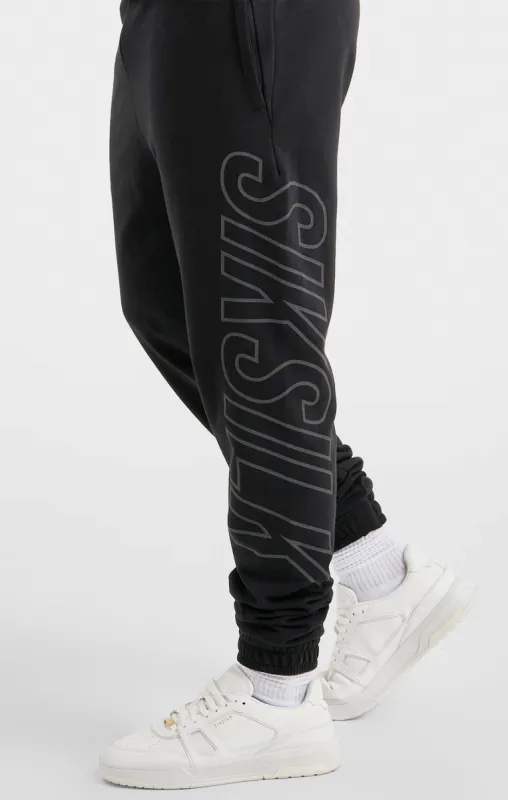 Black Sports Relaxed Fit Large Branding Pant sold by Siksilk