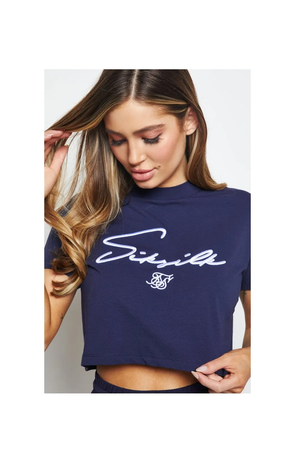 SikSilk Retro Sport Crop Tee - Navy sold by Siksilk product image thumbnail 2