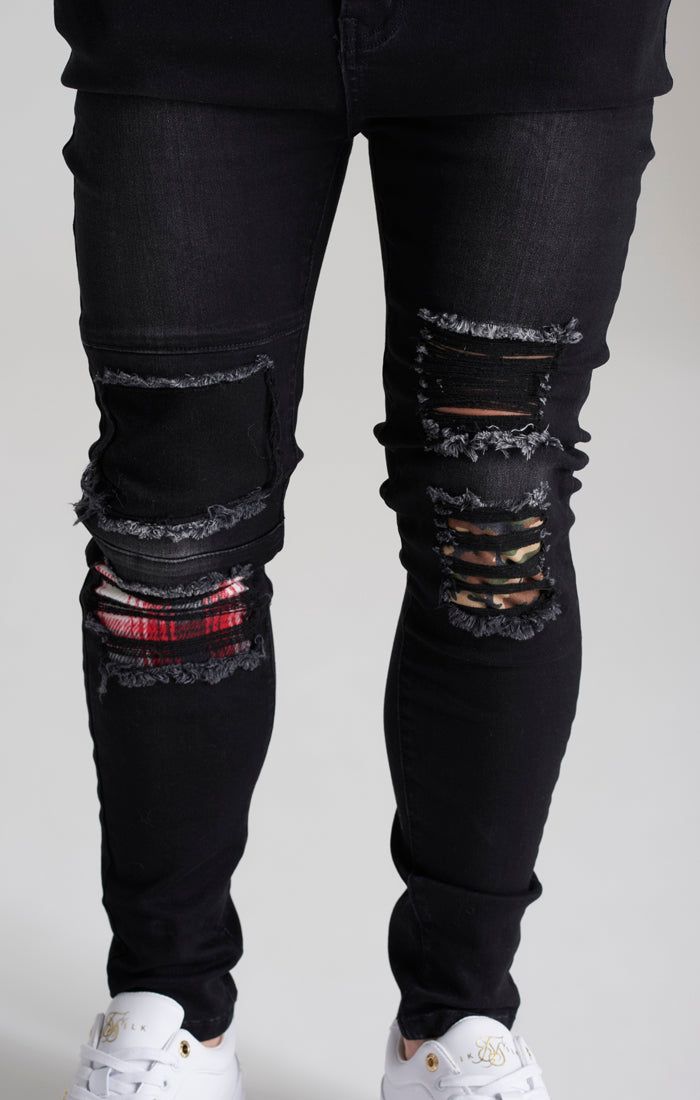 SikSilk Plaid Skinny Denims - Black sold by Siksilk product image thumbnail 3