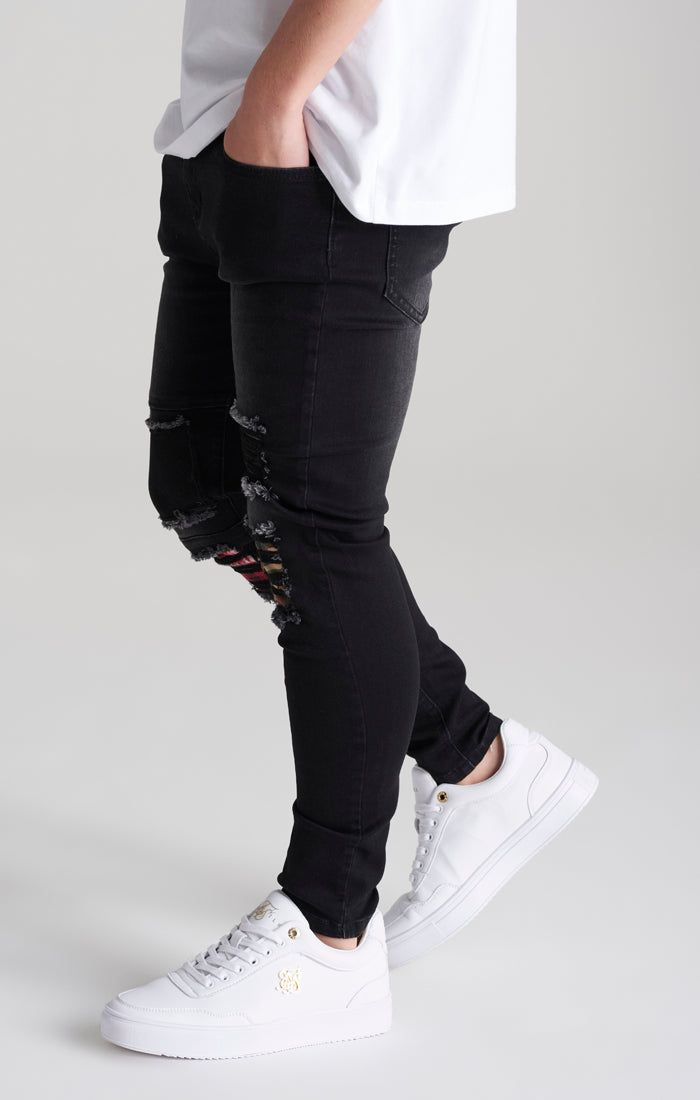 SikSilk Plaid Skinny Denims - Black sold by Siksilk product image thumbnail 4