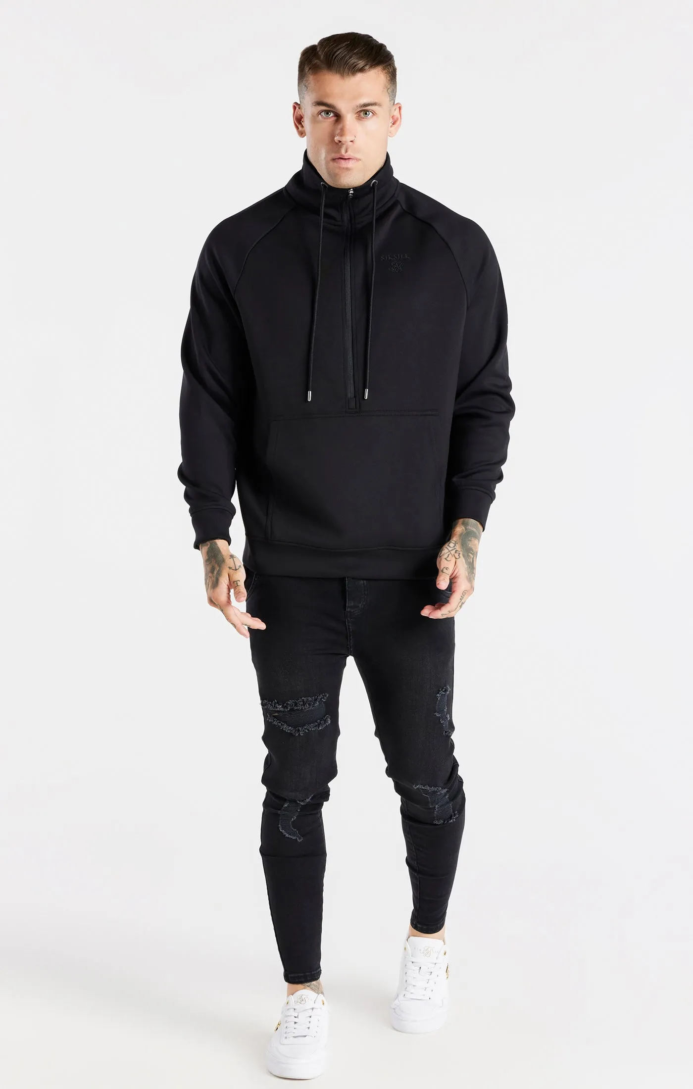 Black Half Zip Funnel Neck sold by Siksilk product image thumbnail 3