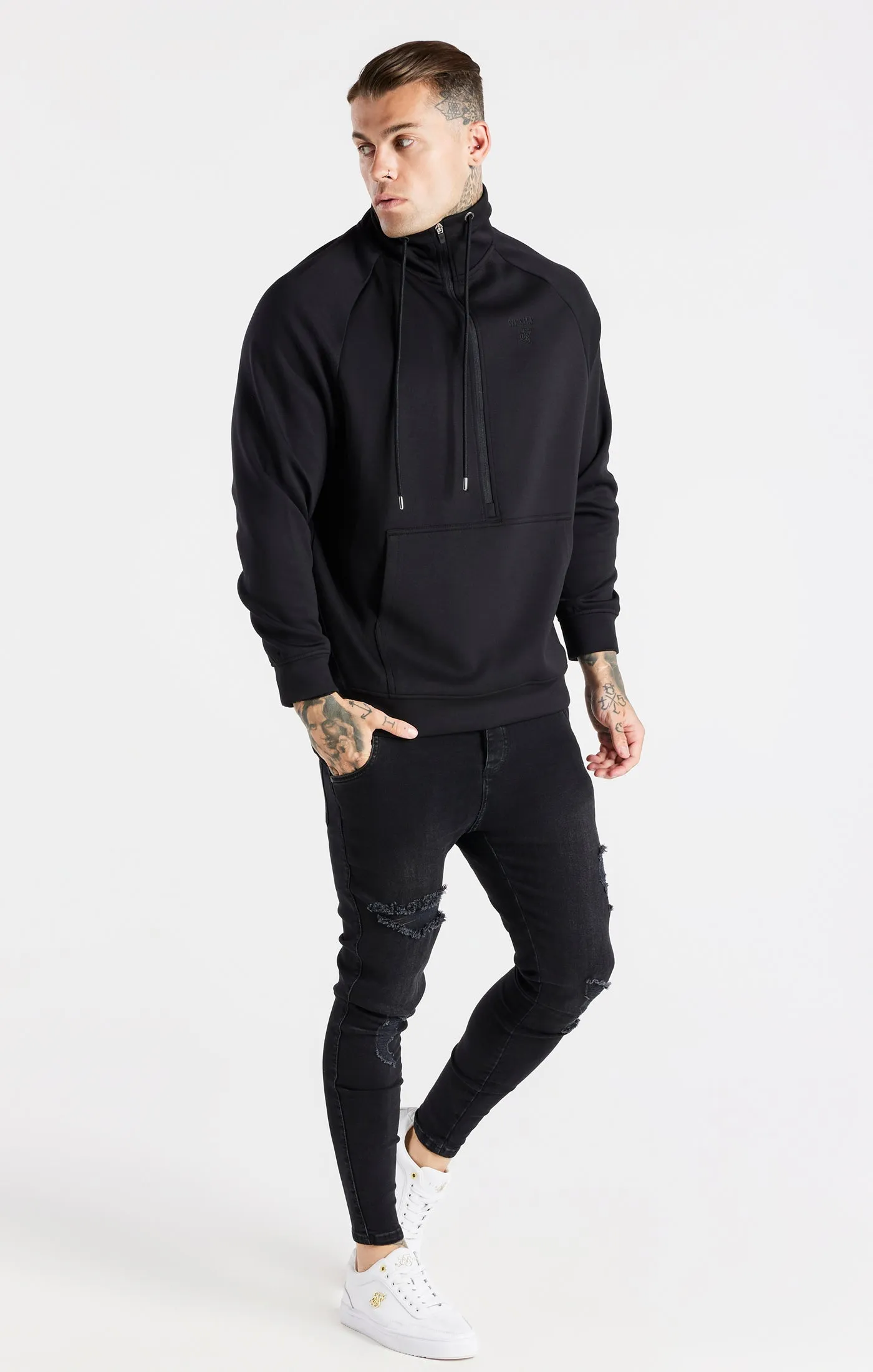 Black Half Zip Funnel Neck sold by Siksilk product image thumbnail 4