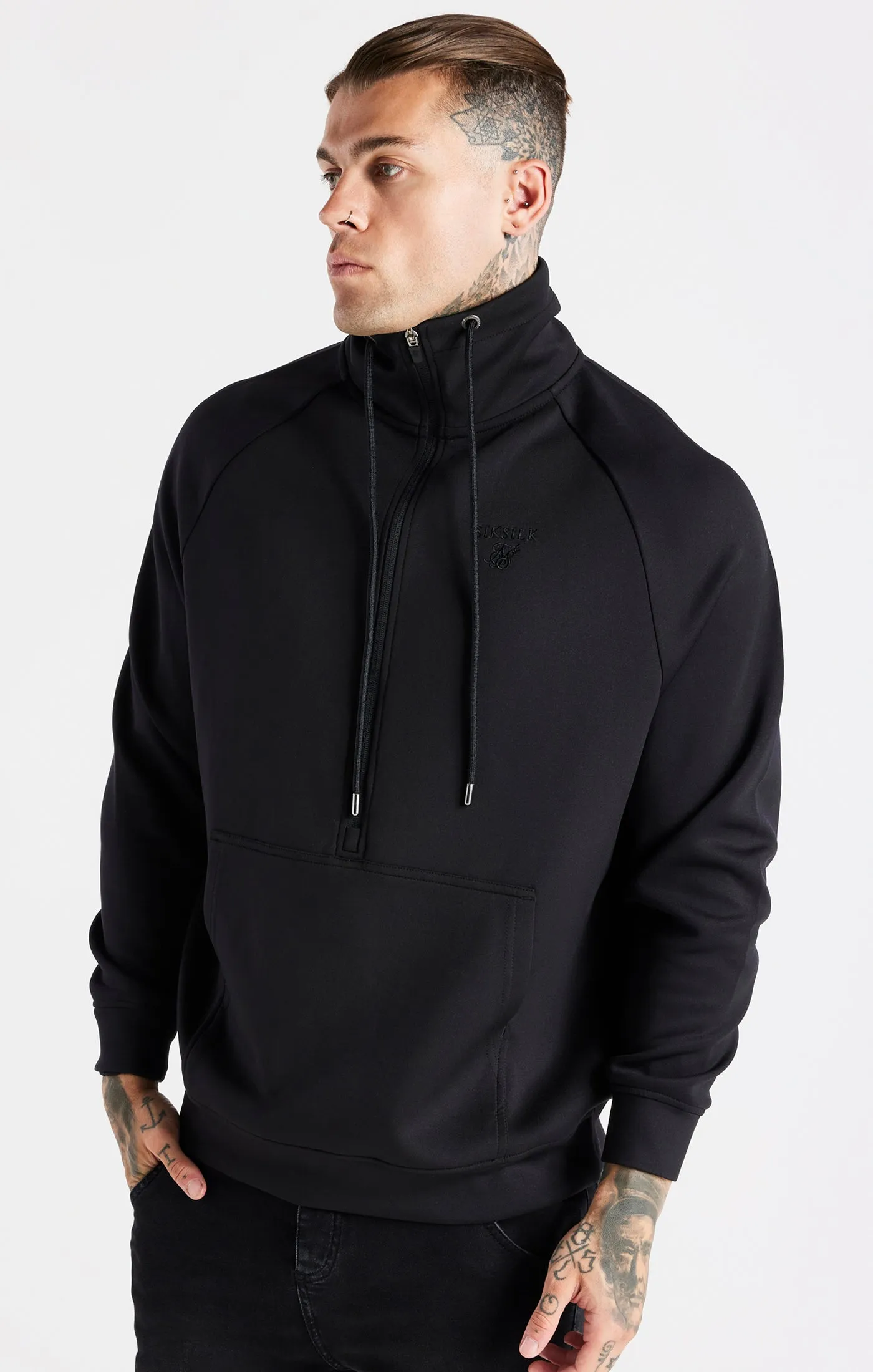 Black Half Zip Funnel Neck sold by Siksilk