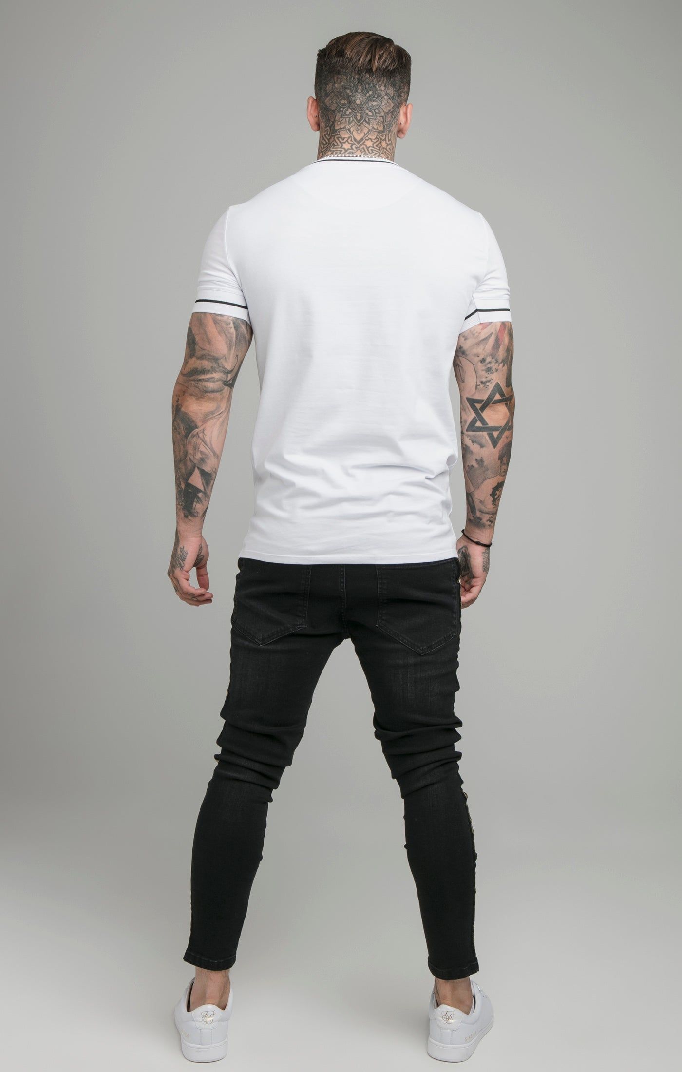 SikSilk Imperial Retro Rib Gym Tee - White & Black sold by Siksilk product image thumbnail 5