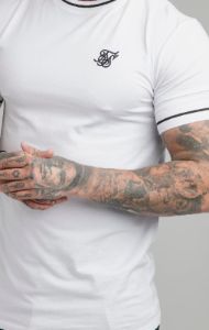 SikSilk Imperial Retro Rib Gym Tee - White & Black sold by Siksilk