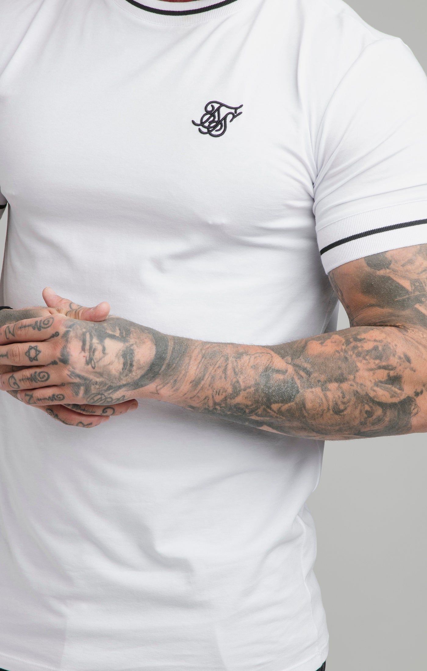 SikSilk Imperial Retro Rib Gym Tee - White & Black sold by Siksilk product image thumbnail 2