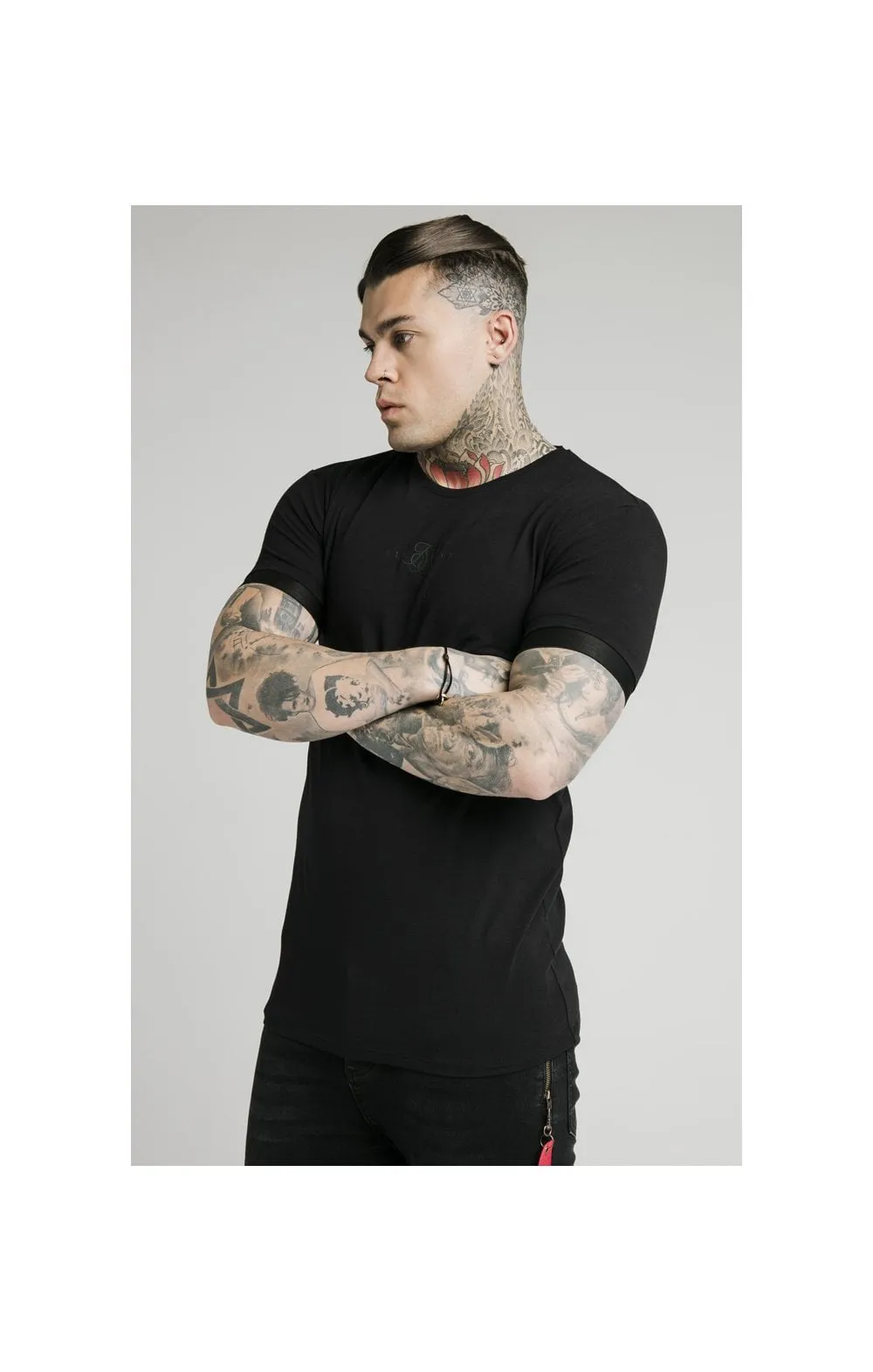SikSilk Inset Elastic Cuff Gym Tee – Black sold by Siksilk product image thumbnail 3