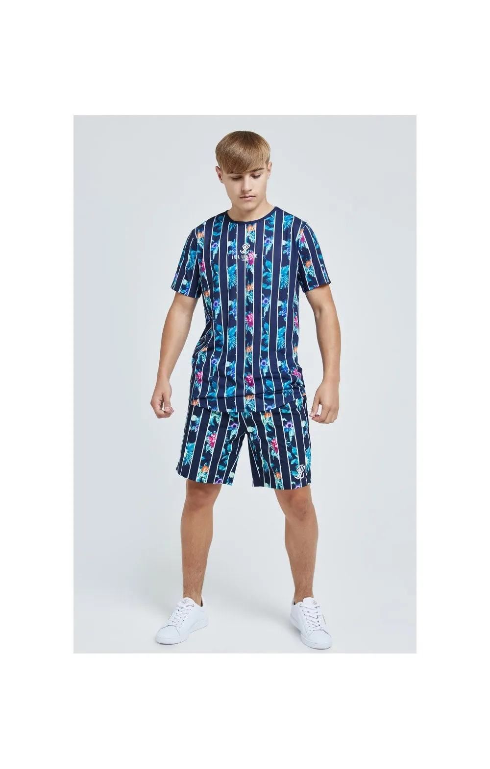 Illusive London Floral Stripe Tee – Navy & Floral sold by Siksilk product image thumbnail 4