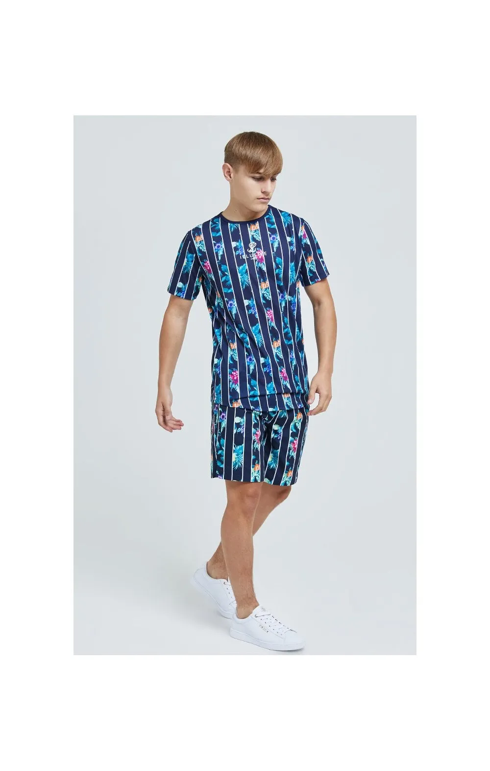 Illusive London Floral Stripe Tee – Navy & Floral sold by Siksilk product image thumbnail 5