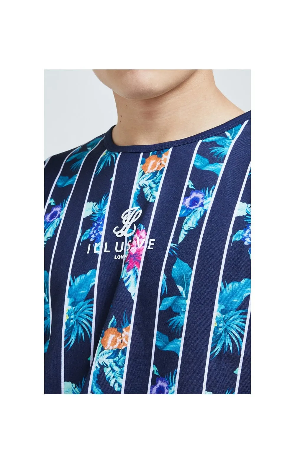 Illusive London Floral Stripe Tee – Navy & Floral sold by Siksilk product image thumbnail 2