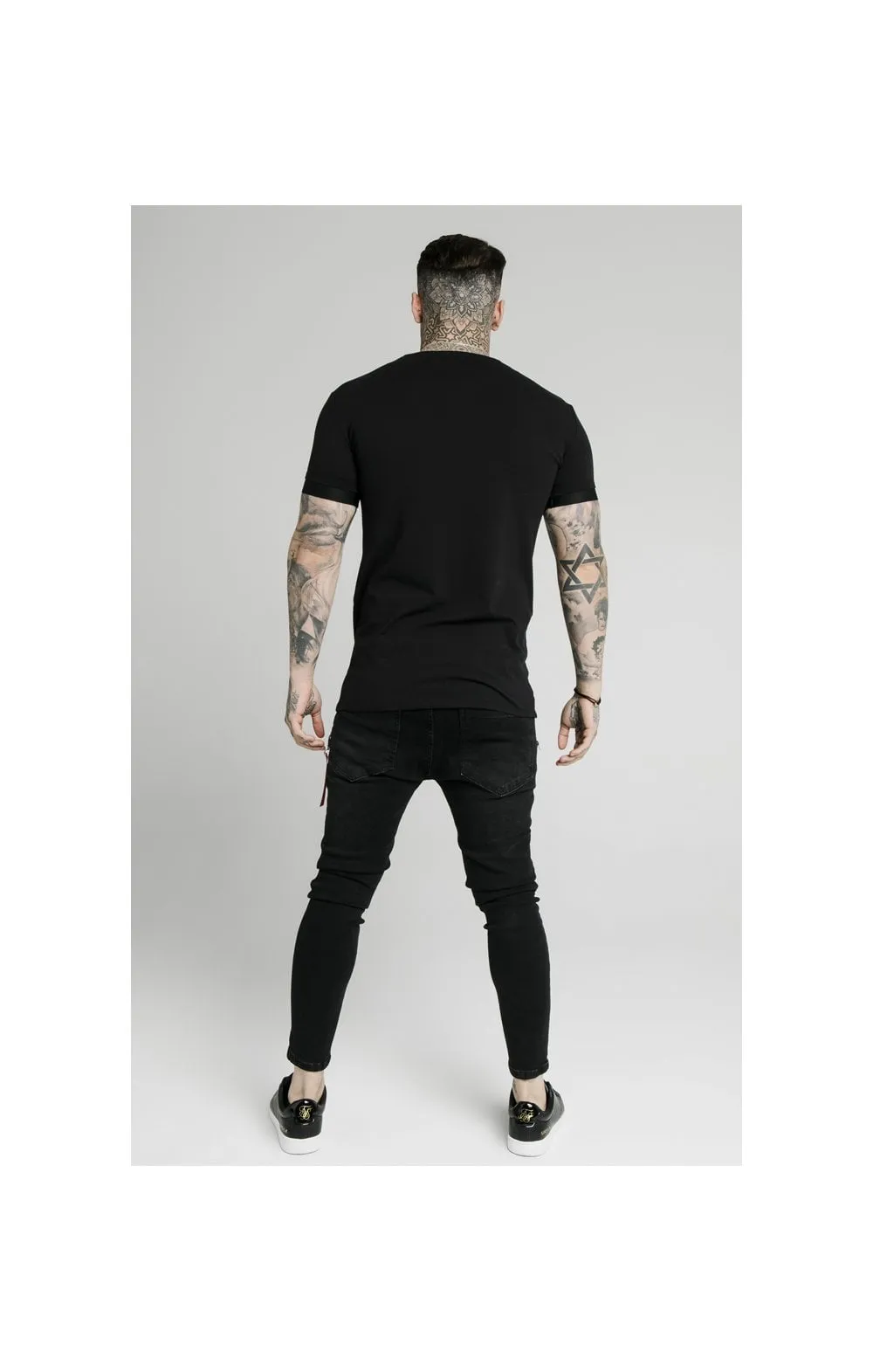 SikSilk Inset Elastic Cuff Gym Tee – Black sold by Siksilk product image thumbnail 5