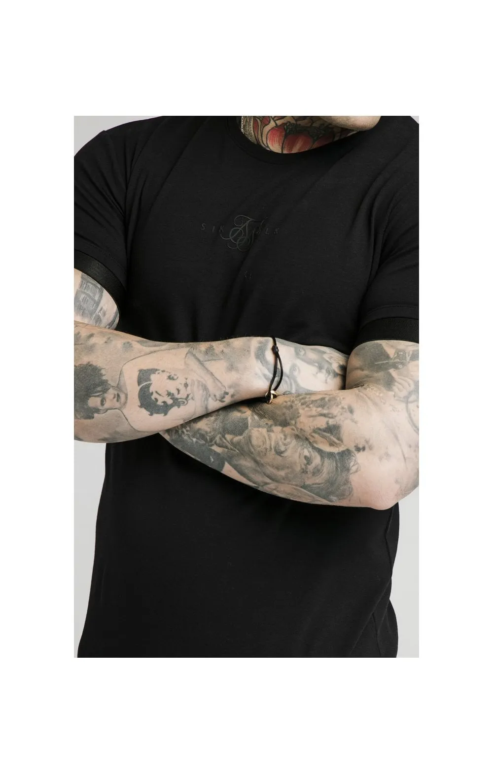 SikSilk Inset Elastic Cuff Gym Tee – Black sold by Siksilk product image thumbnail 2