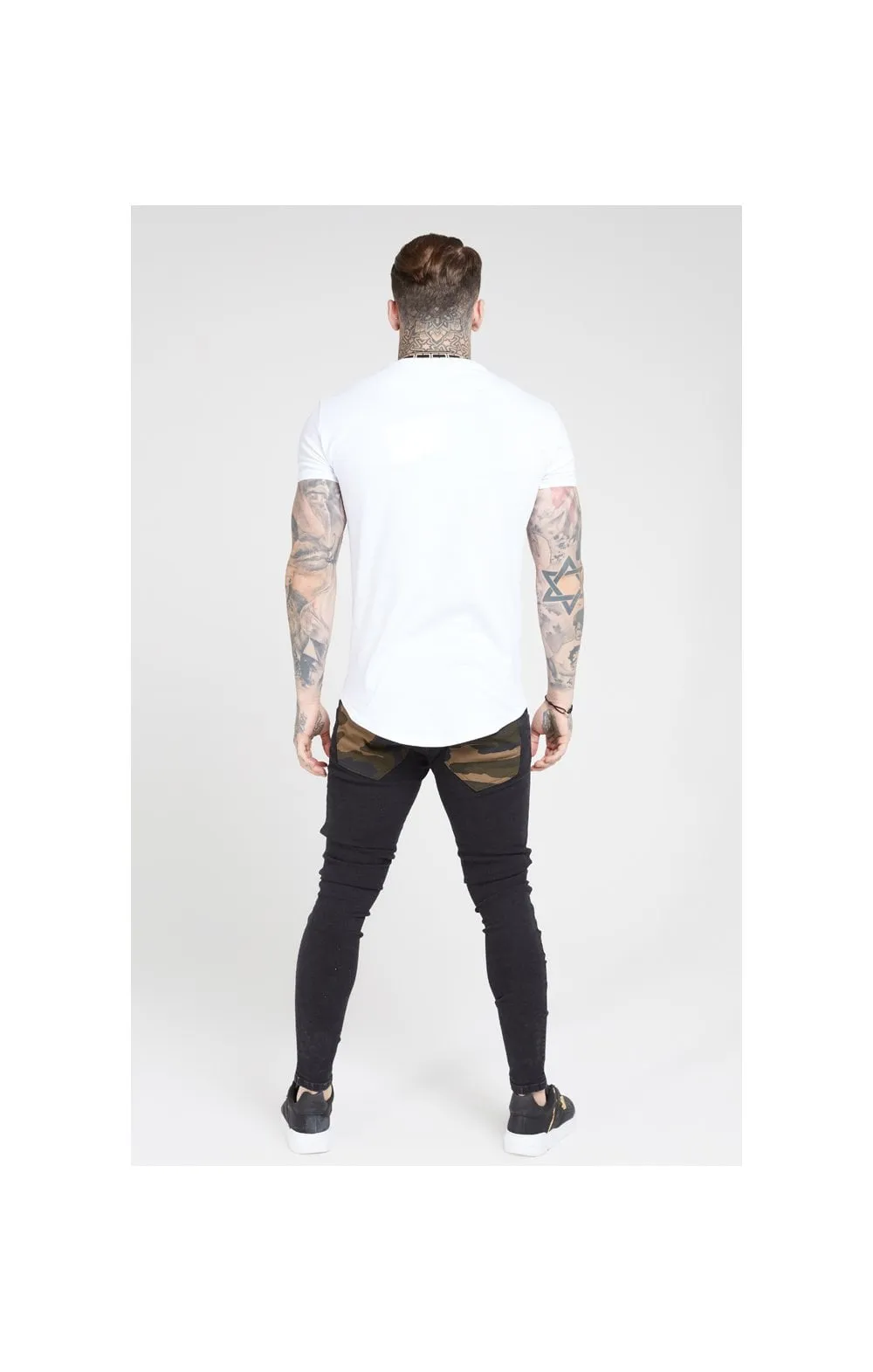 SikSilk Tape Collar Gym Tee - White & Gold sold by Siksilk product image thumbnail 5