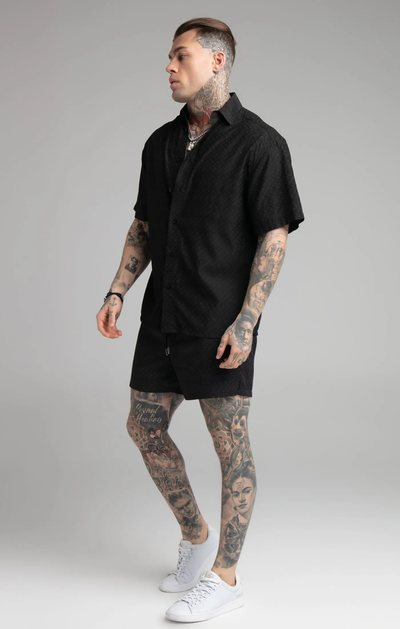 Black Print Resort Shirt sold by Siksilk product image thumbnail 4