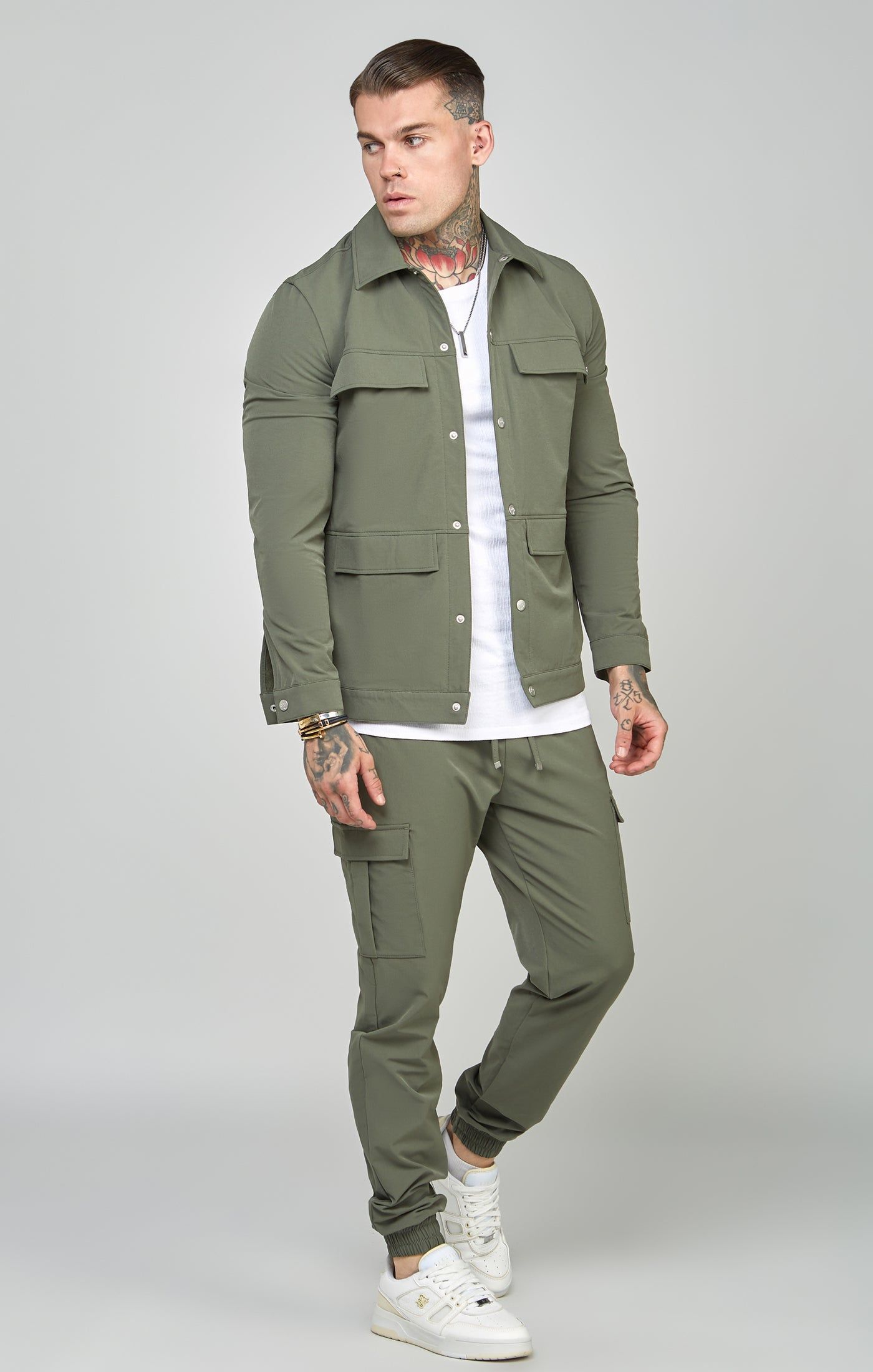 Khaki Utility Overshirt sold by Siksilk product image thumbnail 3