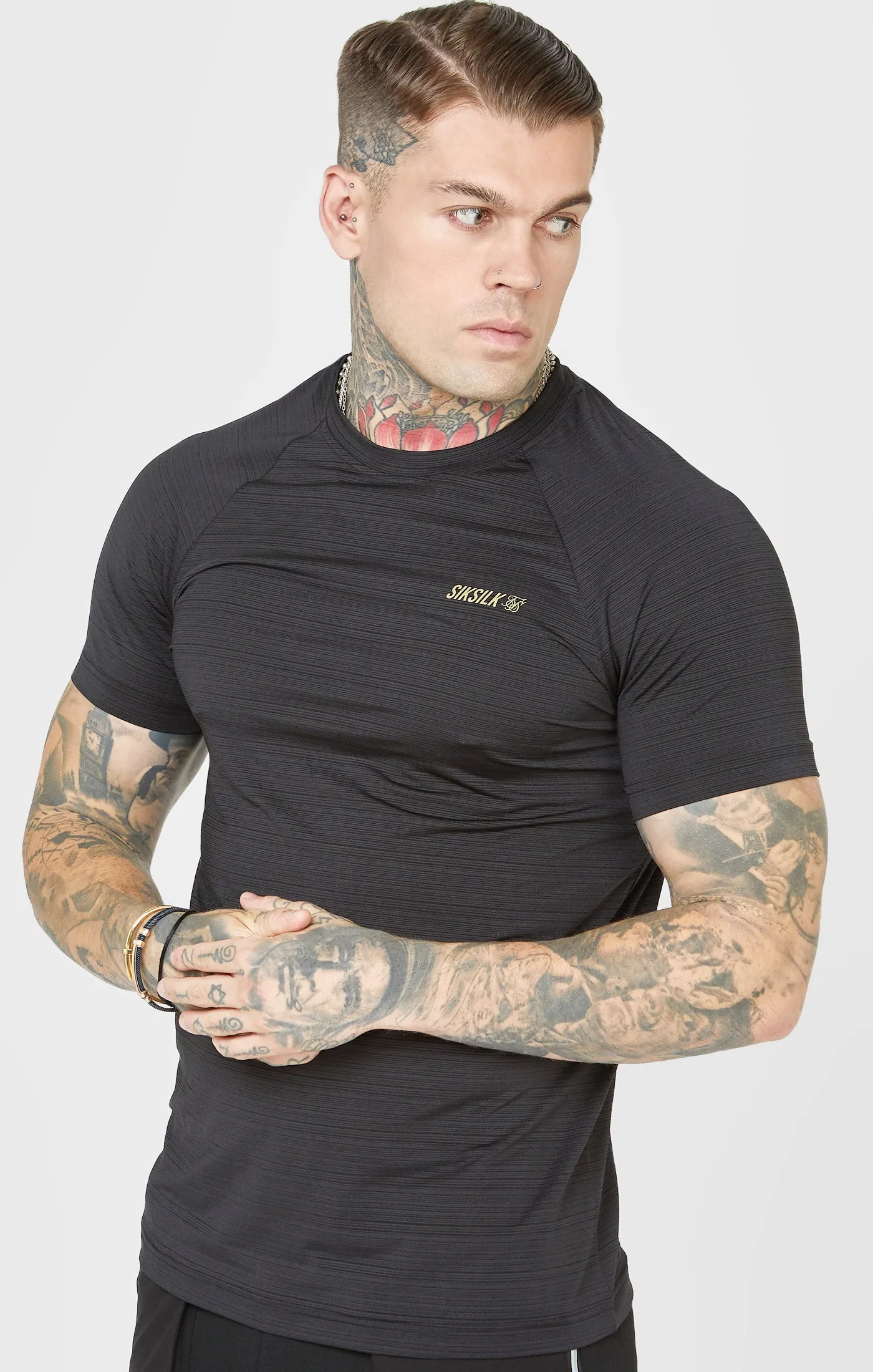 Black Sports Textured Look T-Shirt sold by Siksilk