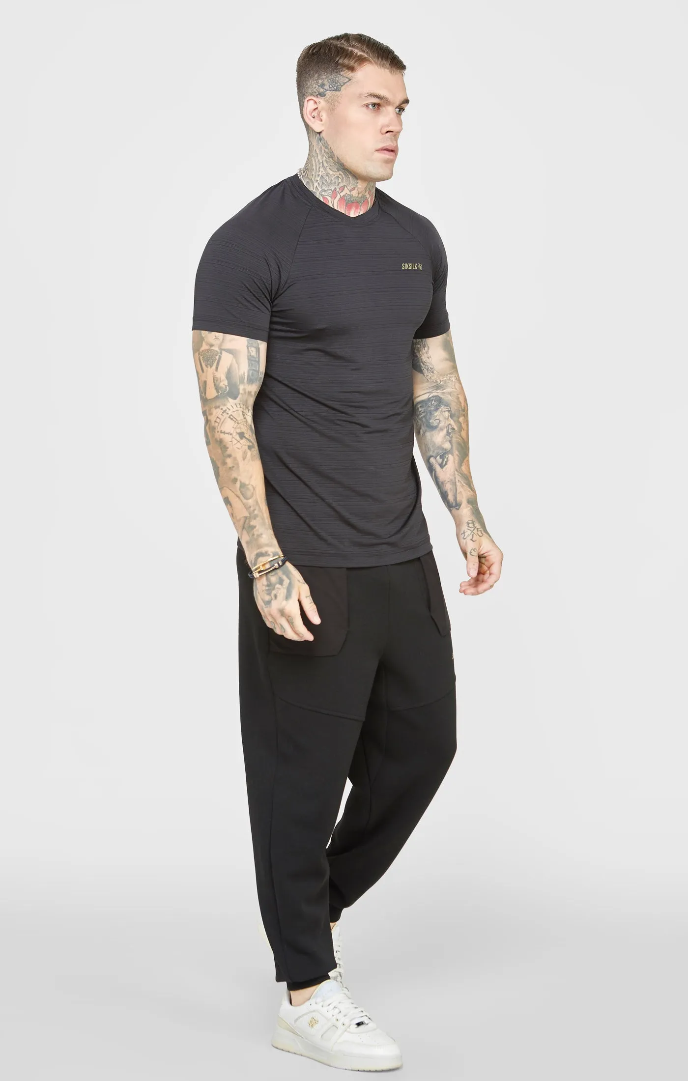 Black Sports Textured Look T-Shirt sold by Siksilk product image thumbnail 4