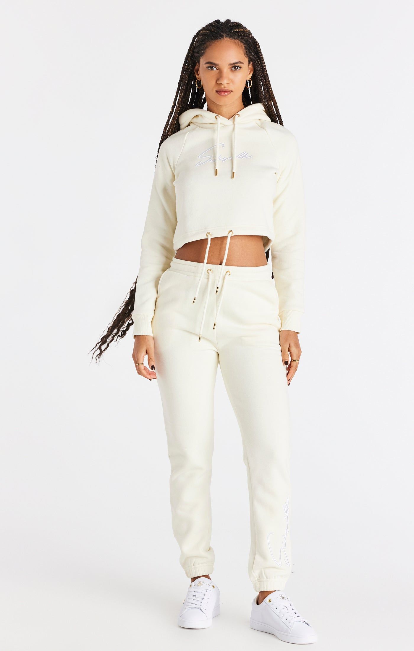 Ecru Cropped Hoodie sold by Siksilk product image thumbnail 3