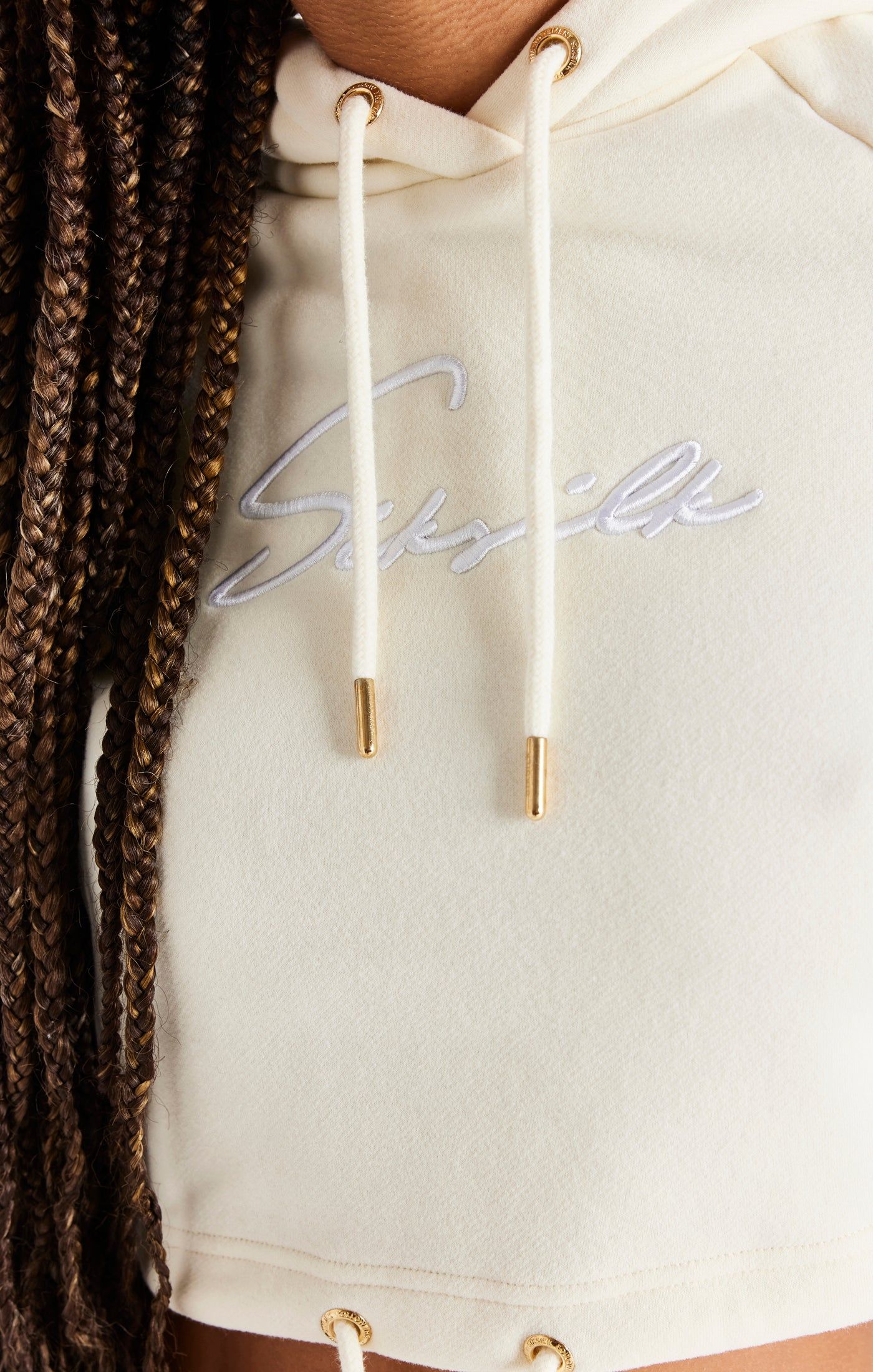 Ecru Cropped Hoodie sold by Siksilk product image thumbnail 2