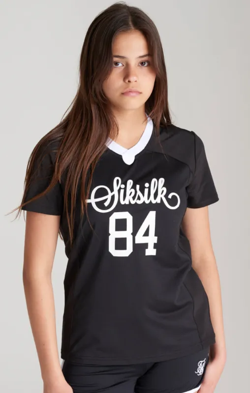 Girls Black Retro Football Cropped Jersey sold by Siksilk