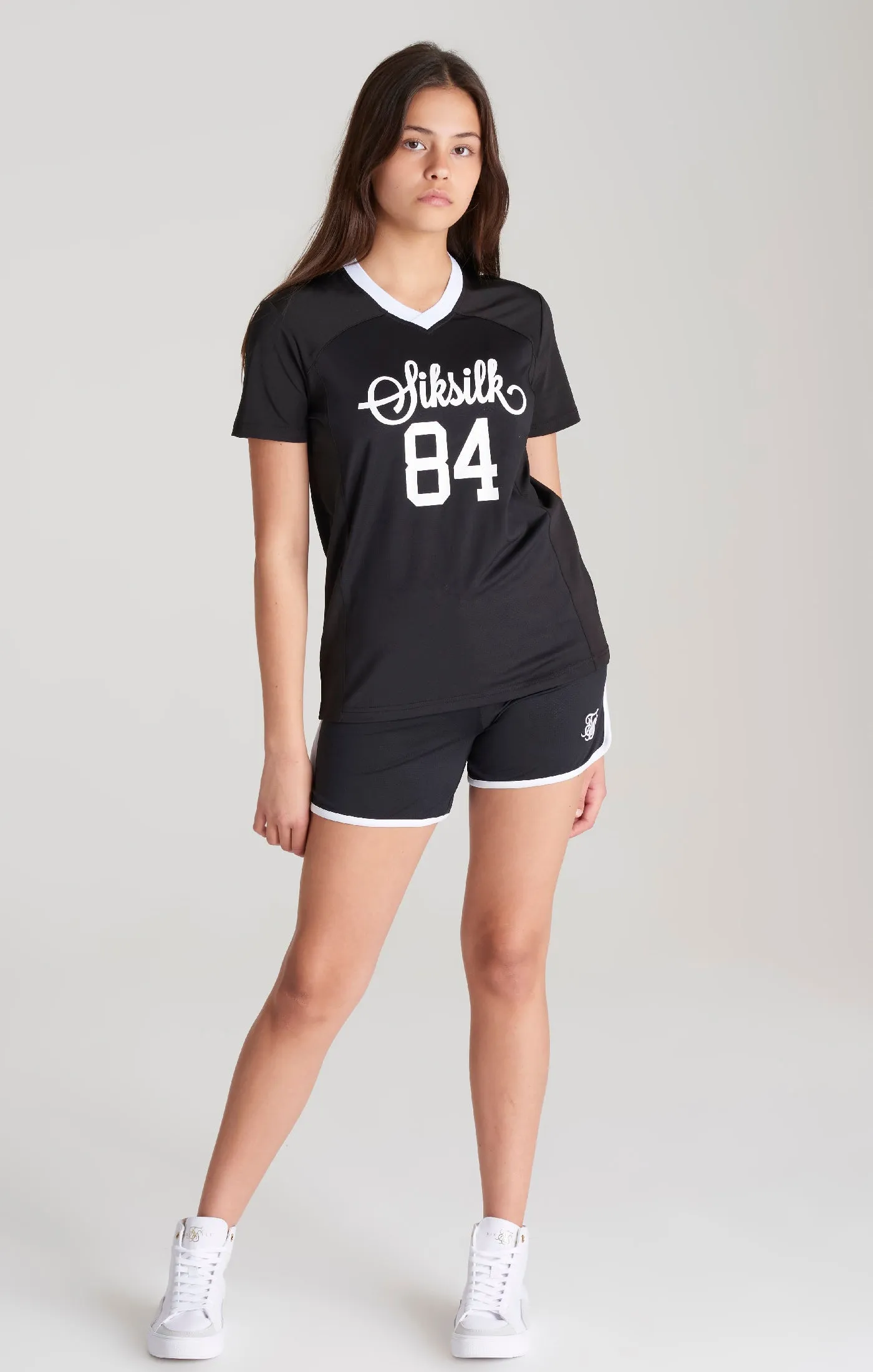 Girls Black Retro Football Cropped Jersey sold by Siksilk product image thumbnail 3
