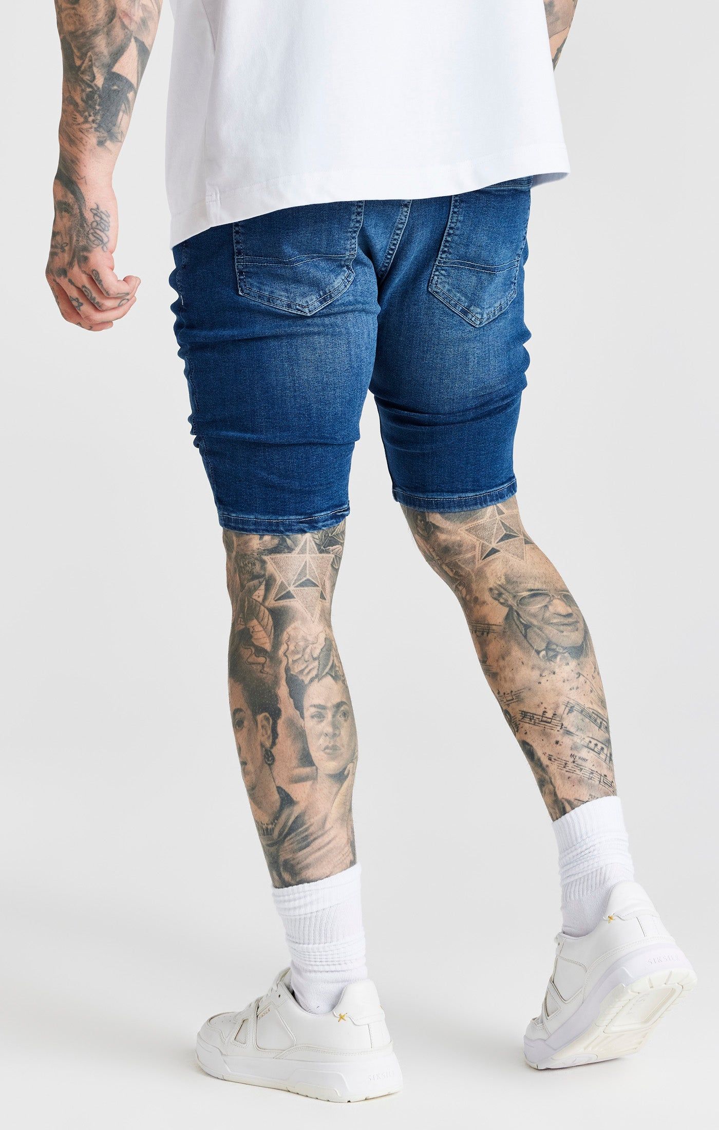Blue Distressed Denim Short sold by Siksilk product image thumbnail 4