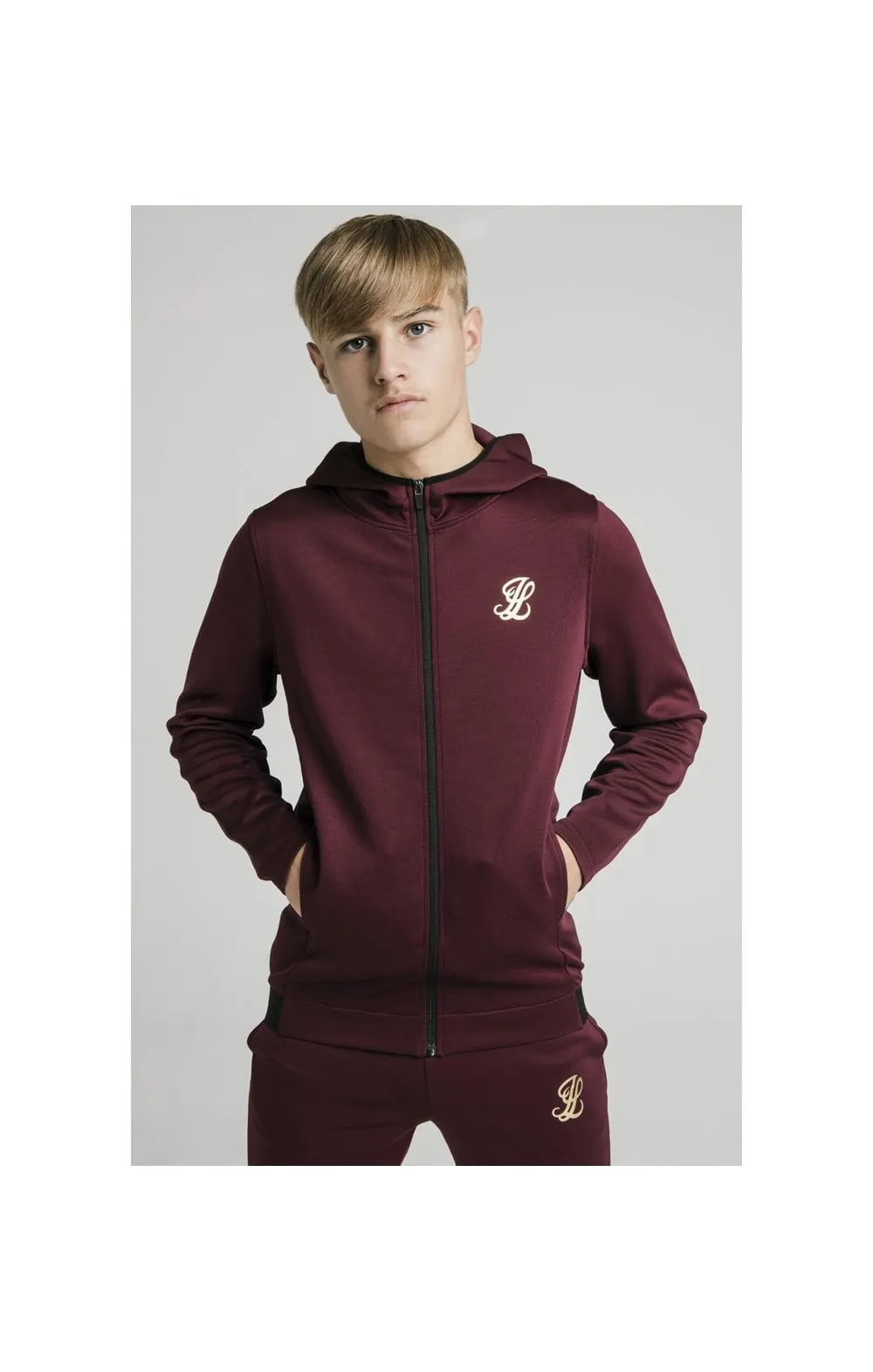 Illusive London Agility Zip Through Hoodie - Burgundy sold by Siksilk