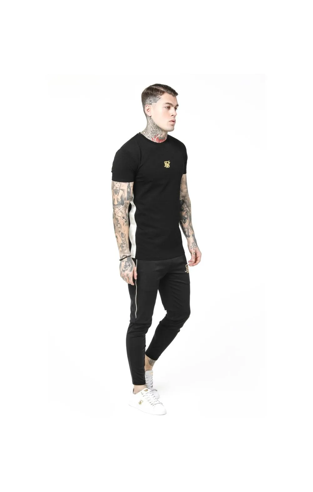 SikSilk S/S Side Tape Tee - Black & Gold sold by Siksilk product image thumbnail 4
