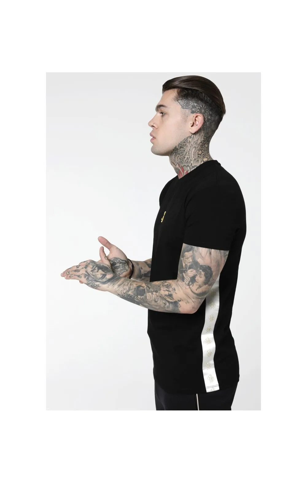 SikSilk S/S Side Tape Tee - Black & Gold sold by Siksilk product image thumbnail 2