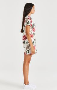 SikSilk Retro Tropics T-Shirt Dress - Ecru sold by Siksilk