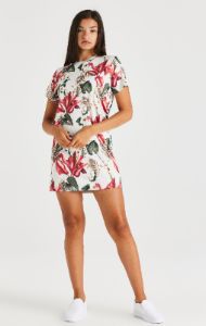 SikSilk Retro Tropics T-Shirt Dress - Ecru sold by Siksilk